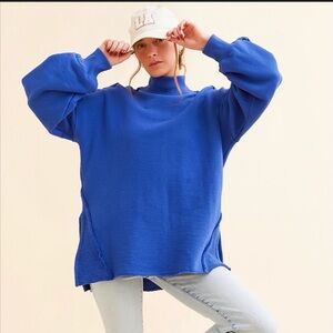 We the Free Mock Neck Blue Sweatshirt